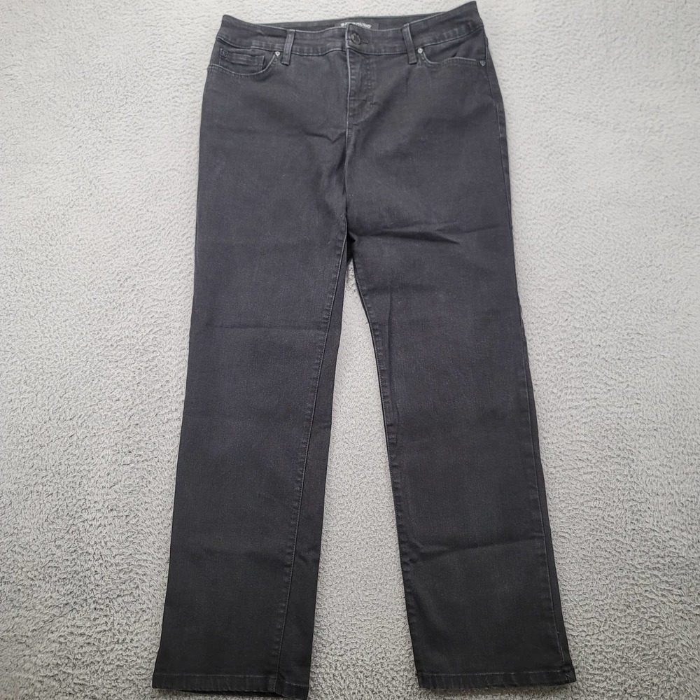 Bandolino Jeans Womens 12S Short Black‎ Mandie Flat Front Straight Leg Mid Rise